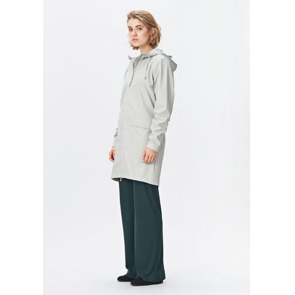 New Rains Waterproof W Coat Rain Jacket Hooded Long Light Hiking Casual Zip Up